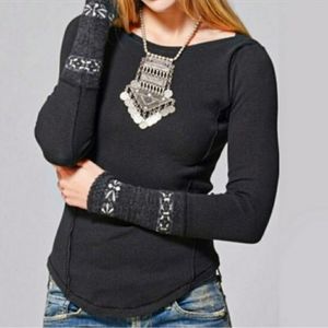 Free People Newbie Snowflake Cuff Black Thermal